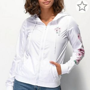 Floral white and pink windbreaker.